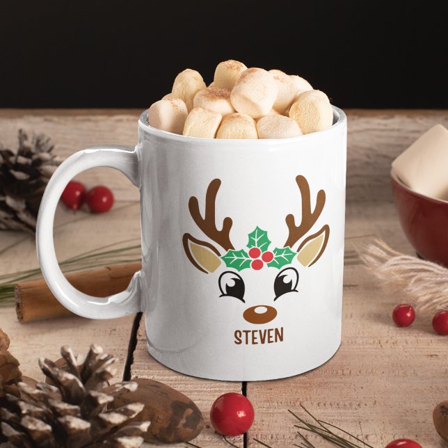 Mug Cute Christmas reindeer face (Créateur téléchargé)