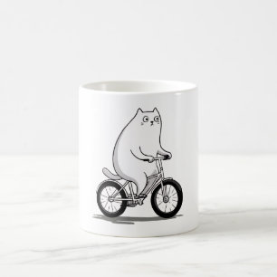 Mug Cute Chubby Chat Monter un dessin à vélo