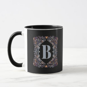 Mug Cute Coeurs modernes et Lettre encadrée Florale B