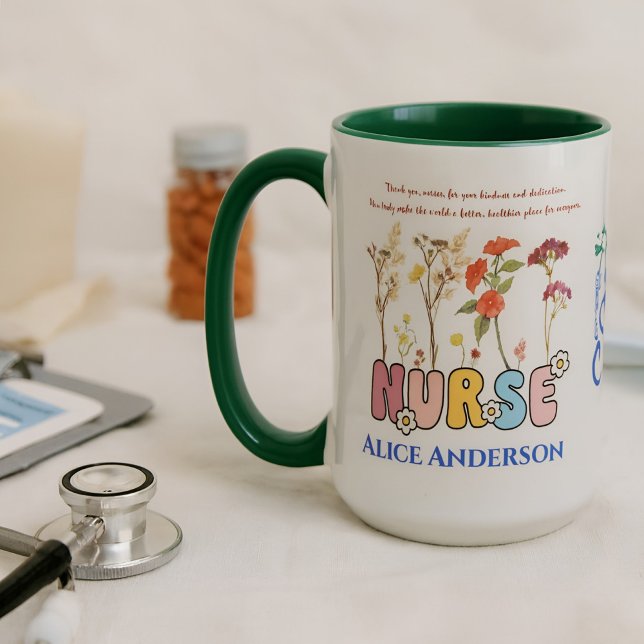 Mug Cute couleur infirmière cadeau de Noël Nom personn (Créateur téléchargé)