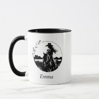 Mug Cute Cowgirl Horloge dans le pays, Occidental, Noi