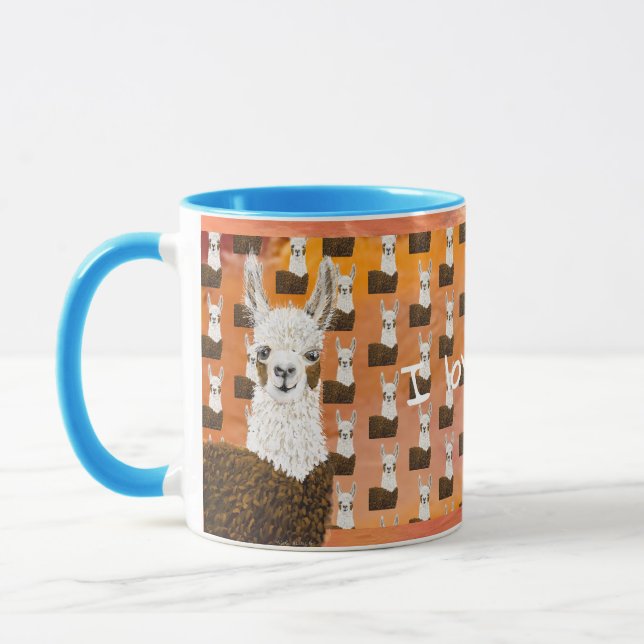 Mug Cute & Curious Alpaca, Editable I Love You (Gauche)