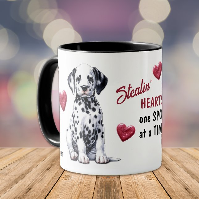 Mug Cute Dalmatien Chiot Voler Coeurs (Créateur téléchargé)