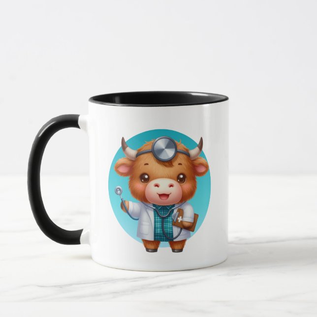 Mug Cute Docteur vache ajouter monogramme Café (Gauche)