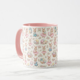 Mug Cute Easter Bunny Floral Pattern - Pastel Spring