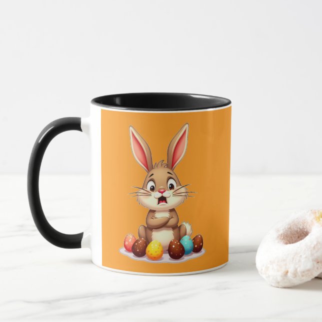 Mug Cute Easter Bunny Sitting with Chocolate caneca (Avec donut)