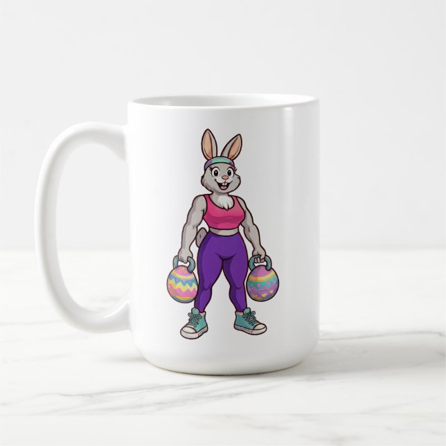 Mug Cute Easter Bunny Workout Cartoon – Fitness Rabbit (Gauche)