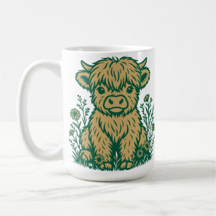 Mug Cute écossaise Highland Vache & Fleur sauvage