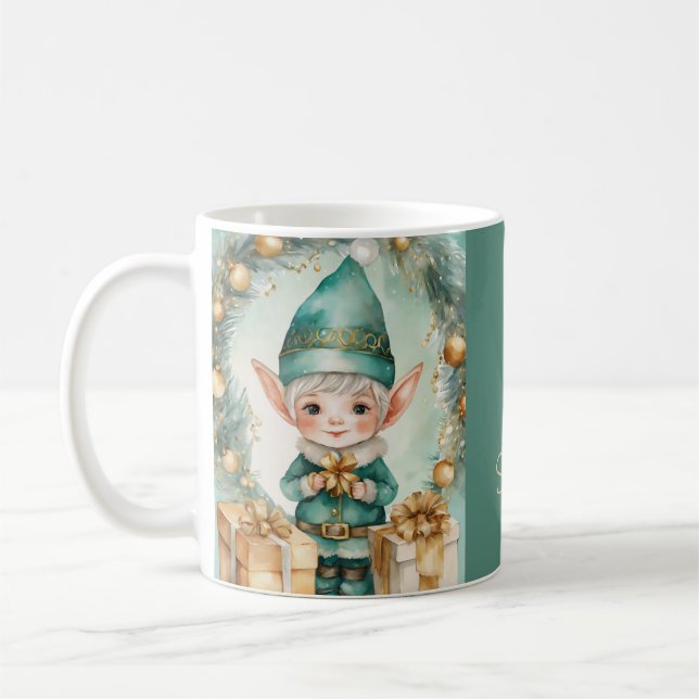 Mug Cute Elf with Christmas Presents  (Gauche)