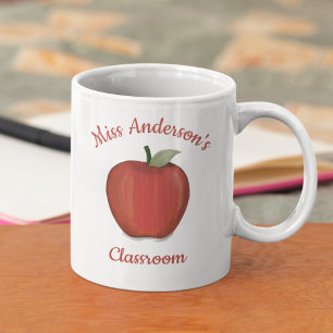 Mug Cute enseignant Rouge Pomme personnalisée