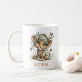 Mug Cute Floral Baby Lion Wild One 1st Birthday