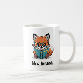 Mug Cute Fox Reading Book Illustration