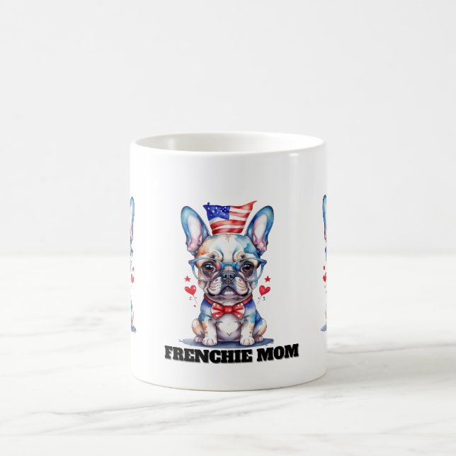 Mug Cute French Bulldog American Flag with Hearts (Centre)