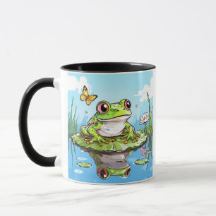 Mug Cute Frog sur un Lily Pad Cute Personnalisé