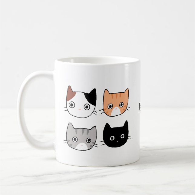 Mug Cute Fun Cats Kittens Nom personnalisé (Gauche)