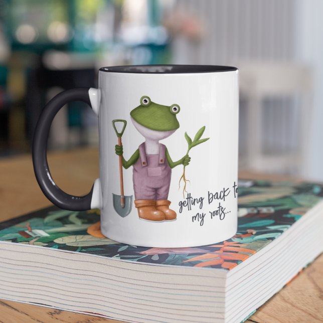 Mug Cute Funny Frog Gardening Nom personnalisé (Créateur téléchargé)