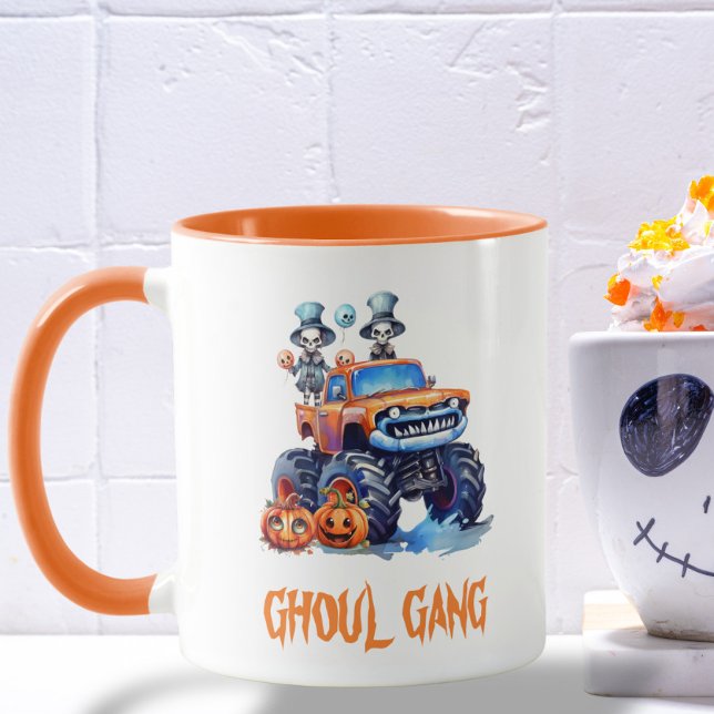 Mug Cute Ghoul Camion Typographie Éffrayante Halloween (Créateur téléchargé)