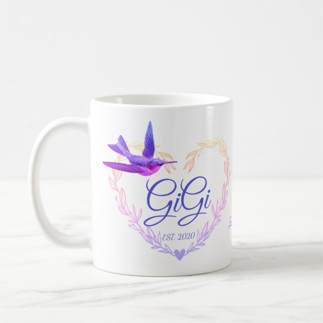 Mug Cute Gigi Coeur Hummingbird violet rose (Gauche)