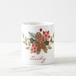 Mug Cute Gingerbread Floral Personalized Christmas 