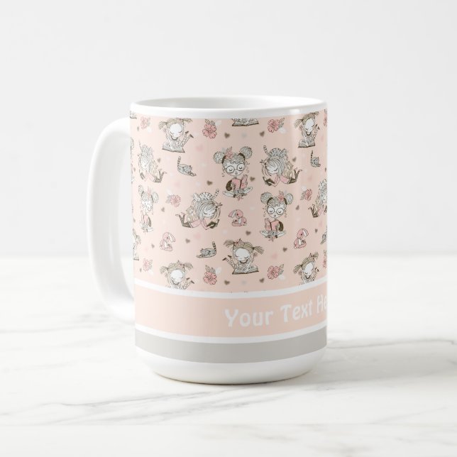 Mug Cute Girls Lecture Livres Idées Cadeaux (Devant gauche)