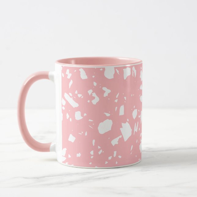 Mug Cute Girly Pastel Rose Blanc Abstrait Terrazzo (Gauche)