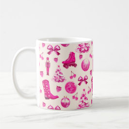 Mug Cute Girly Preppy Motif de Noël rose
