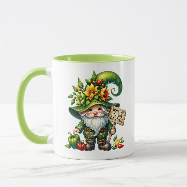 Mug Cute gnome bienvenue jardin party ajouter nom (Gauche)