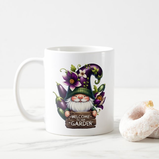 Mug Cute gnome bienvenue jardin party ajouter nom (Avec donut)
