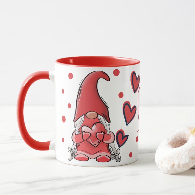 Mug Cute Gnome Couple Love Valentine's (Avec donut)