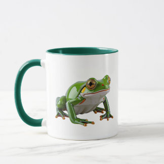 Mug Cute Green Frog Illustration