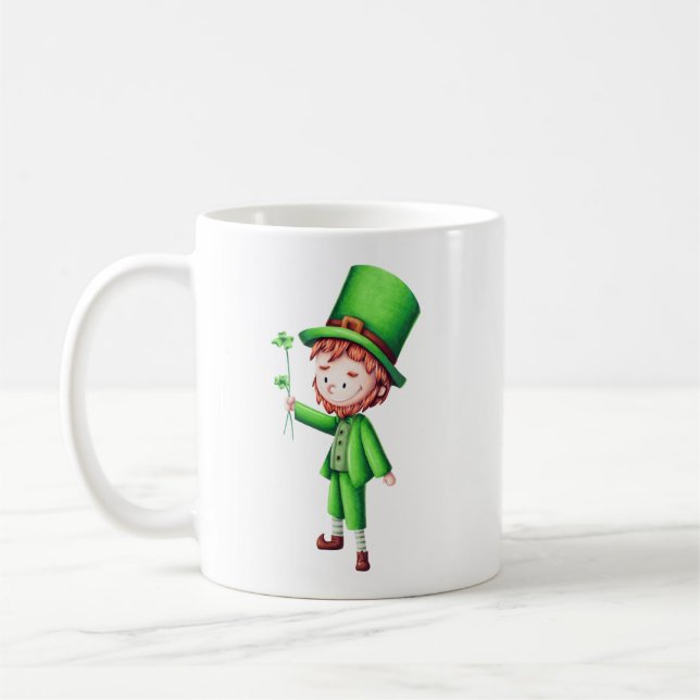 Mug Cute Green Leprechaun Shamrock (Gauche)