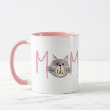 Cute Grey Cat's Mother Blush Pink Mothers Day 