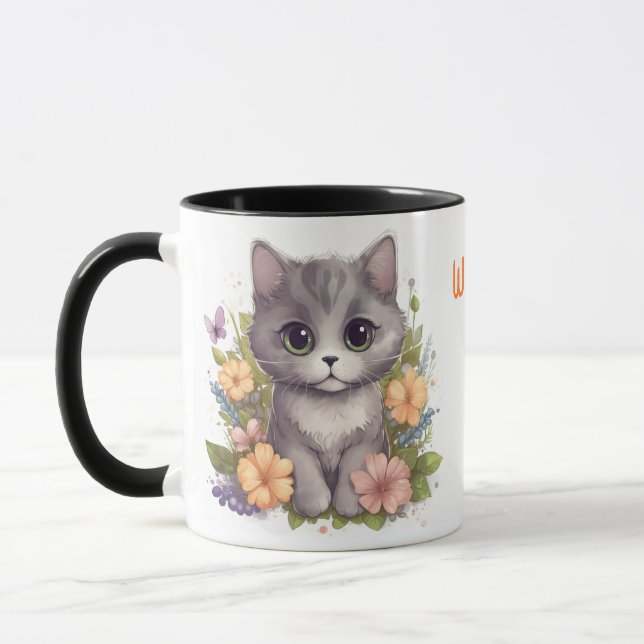 Mug Cute Grey Kitten World's Best Cat Mom (Gauche)