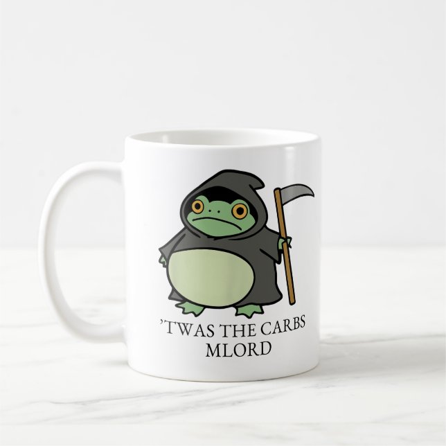 Mug Cute Grim Reaper Frog - ’Twas Carbs M’Lord (Gauche)