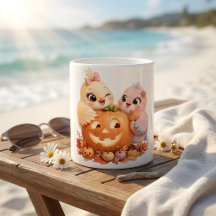 Mug Cute Halloween Citrouille Amis Oiseaux