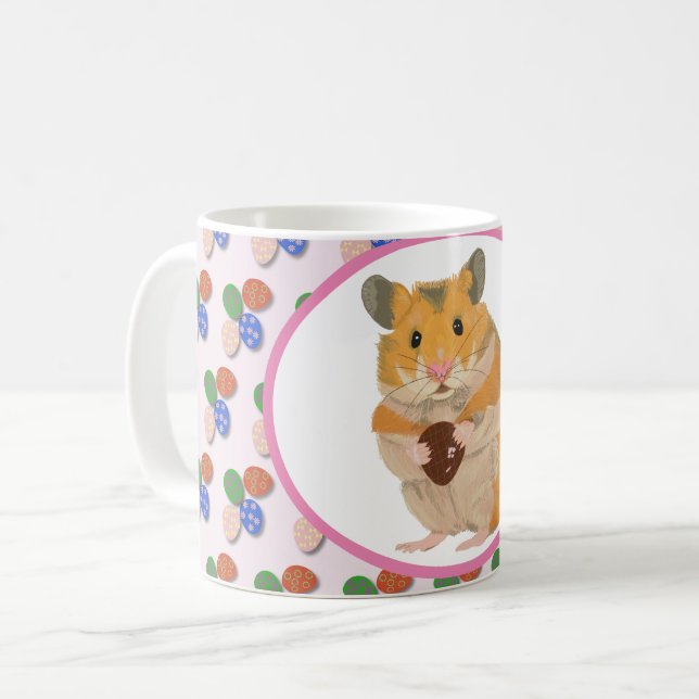 Mug Cute Hamster tenant un oeuf de Pâques (Devant gauche)