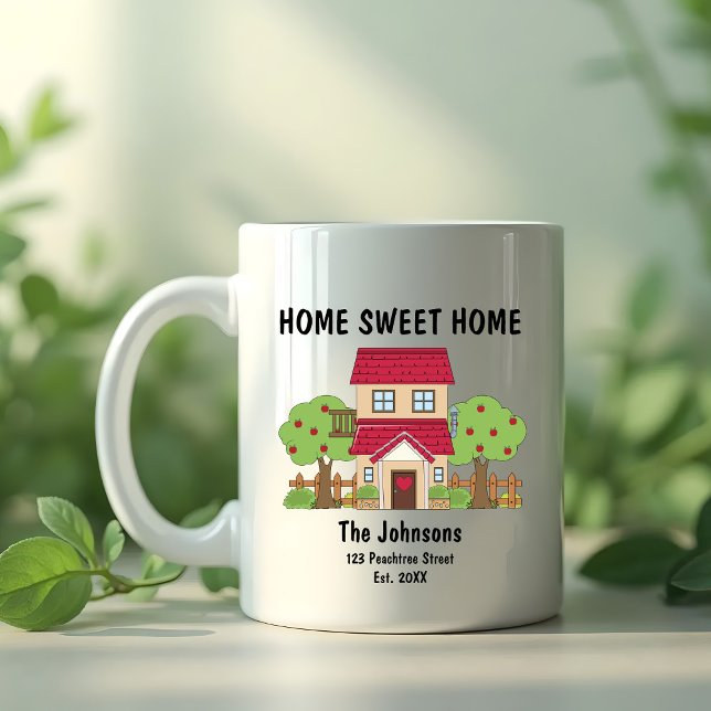 Mug Cute Home Sweet Home Maison Rouge Maison Ménage (Créateur téléchargé)