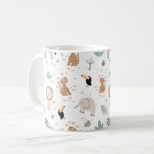 Mug Cute Jungle Rainforest Animaux Motif