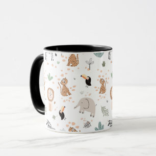 Mug Cute Jungle Rainforest Animaux Motif