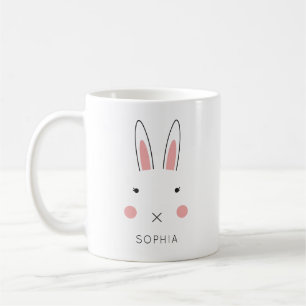 Mug Cute Kawaii Bunny Visage Nom personnalisé Pâques