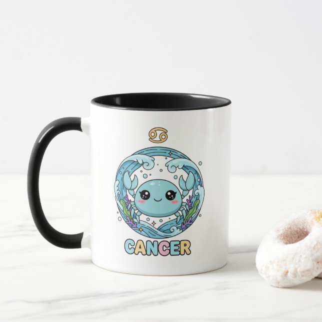 Mug Cute Kawaii Cancer Zodiac Sign (Avec donut)