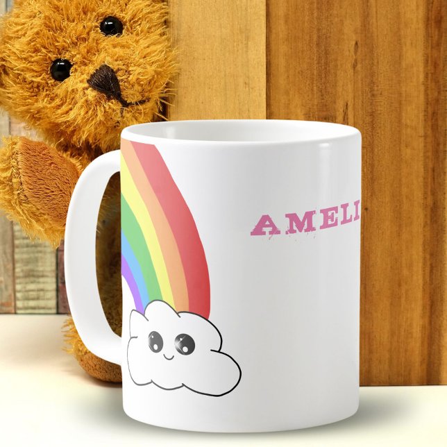 Mug Cute Kawaii Cloud Rainbow Nom de l'enfant (Créateur téléchargé)