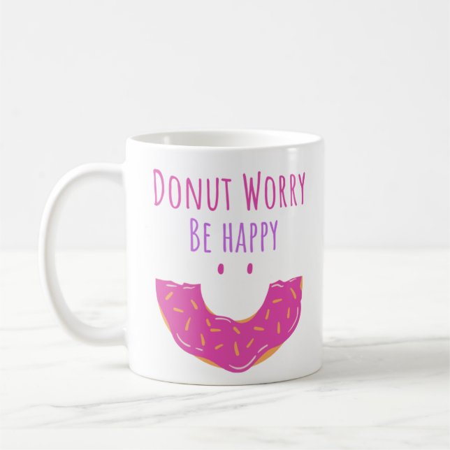 Mug Cute Kawaii Donut Attention Soyez Heureux Donut (Gauche)