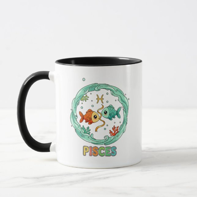 Mug Cute Kawaii Pisces Zodiac Sign (Gauche)