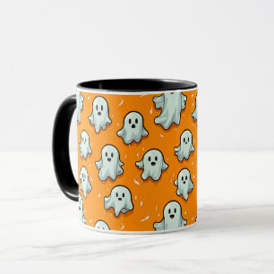 Mug Cute Kawaii Style Fantômes sur Orange