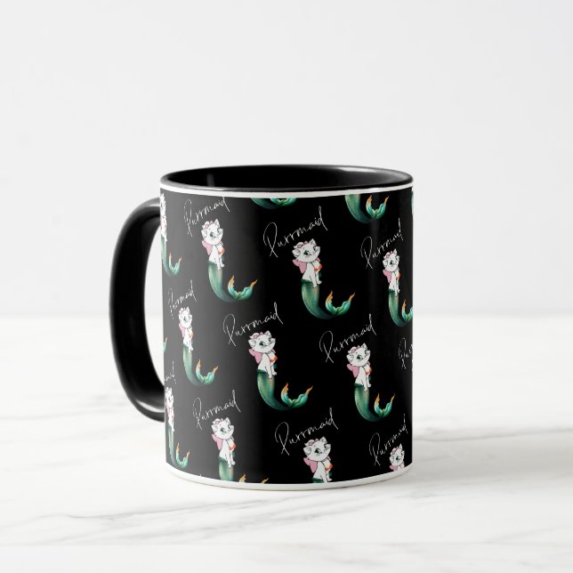 Mug Cute Kitten Purrmaid - Fun Mermaid Design de chat (Devant gauche)