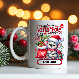Mug Cute Koala Chirstmas Nom personnalisé