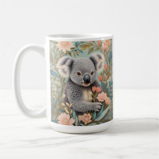 Mug Cute Koala Elegant Pastel Floral