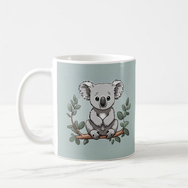 Mug Cute koala ours sur turquoise (Gauche)