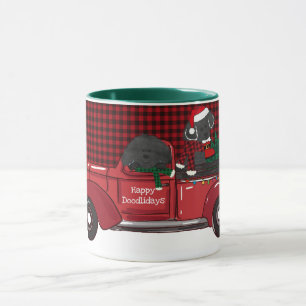 Mug Cute Labradoodles Camion de Noël Rouge